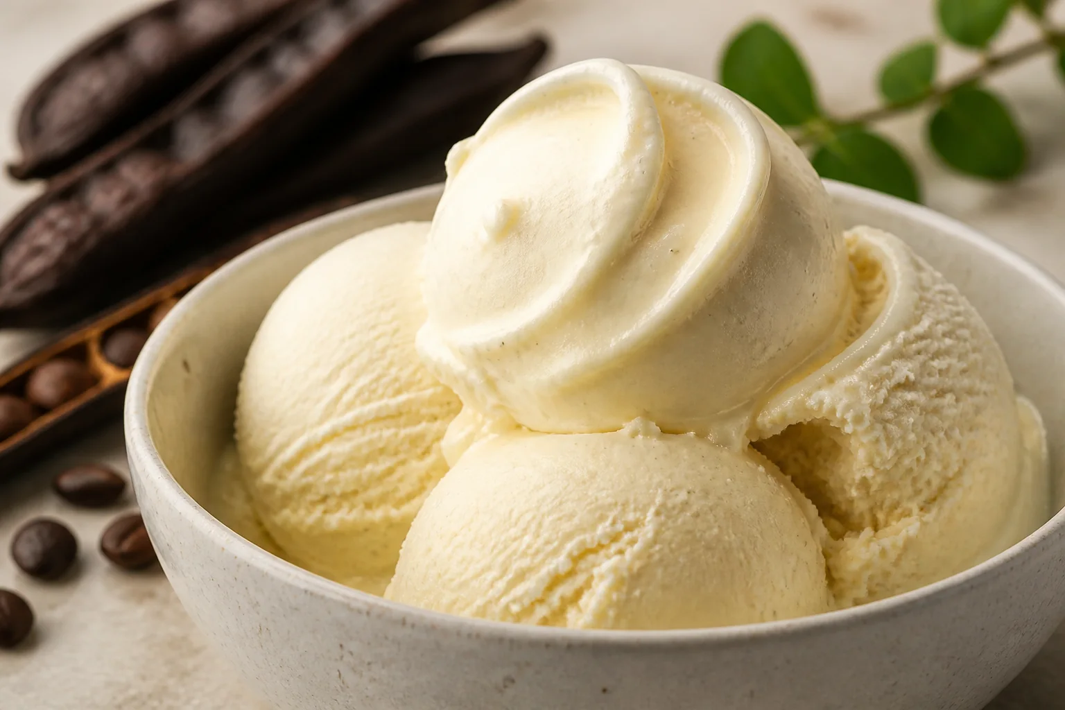 Ice cream stabilized with LBG